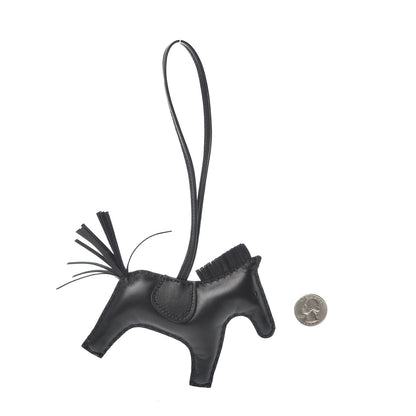 Hermes Milo Lambskin Grigri Rodeo Horse Bag Charm MM So Black 2 of 5