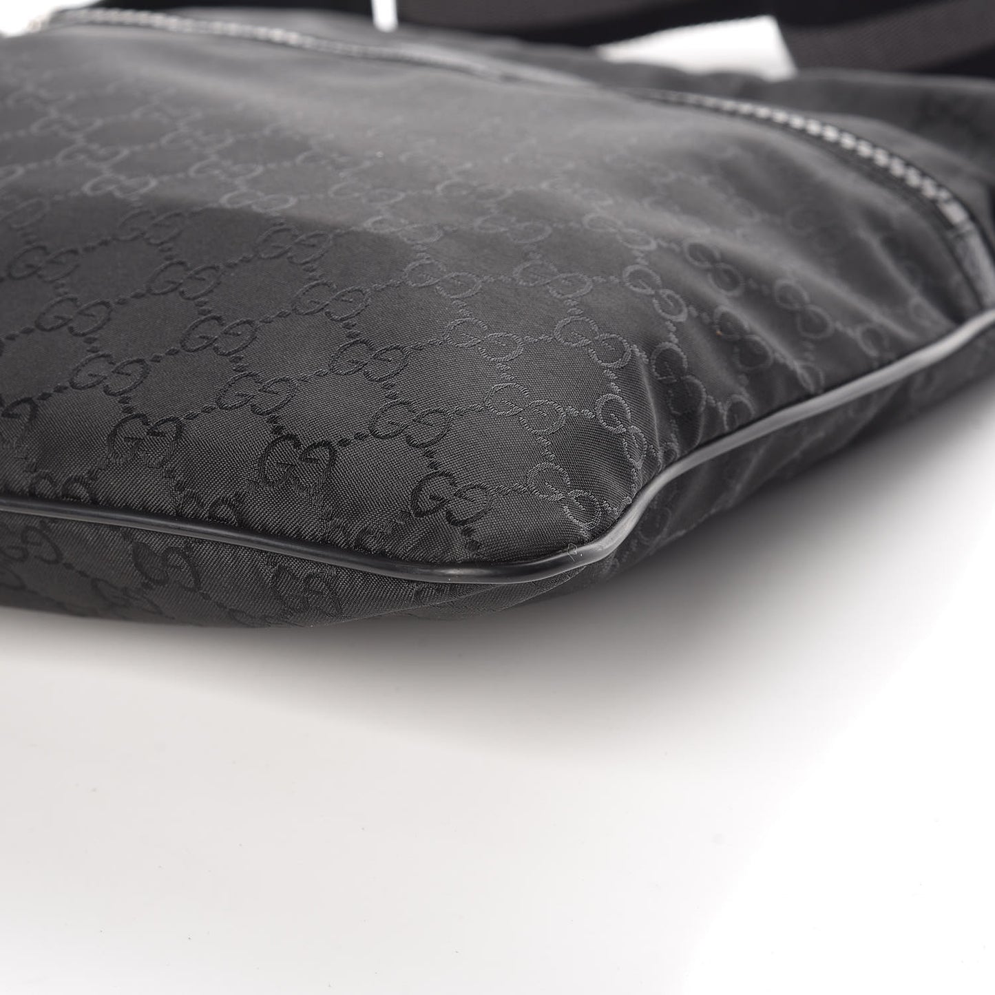 Nylon Monogram Medium Flat Messenger Bag Black