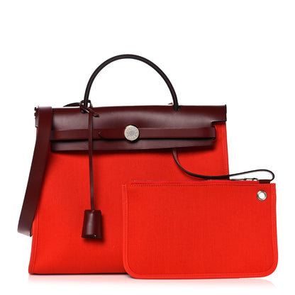 Hermes Vache Hunter Toile Herbag Zip 31 PM Capucine Rouge H 1 of 14