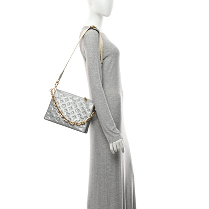Louis Vuitton Metallic Lambskin Embossed Monogram Coussin PM Silver 2 of 9
