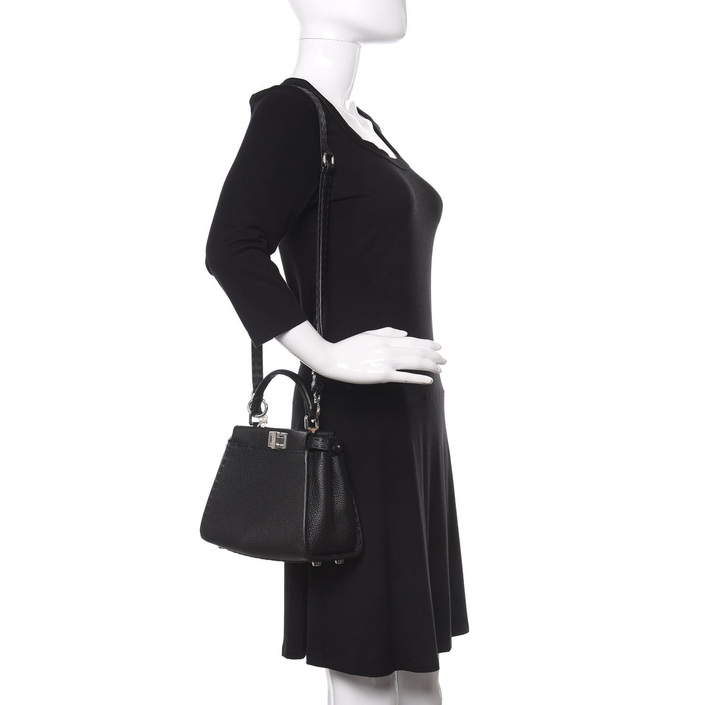 Cuoio Romano Selleria Bi-Color Mini Peekaboo Iconic Satchel Black Mou