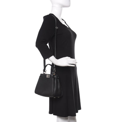 Fendi Cuoio Romano Selleria Bi-Color Mini Peekaboo Iconic Satchel Black Mou 2 of 11