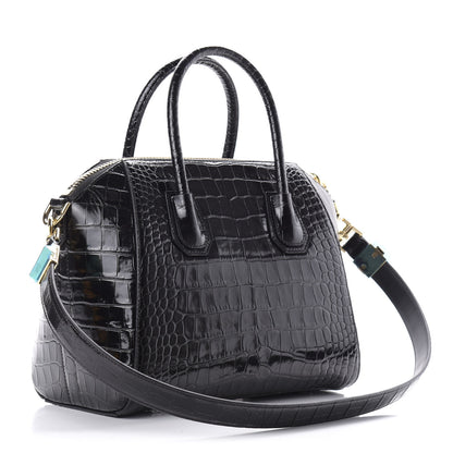 Givenchy Calfskin Crocodile Embossed Small Antigona Black 3 of 11