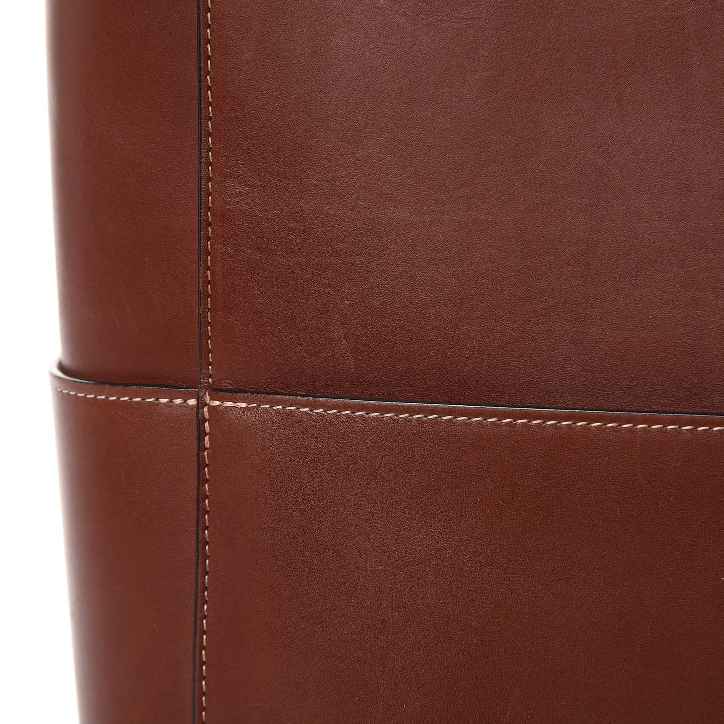 Natural Calfskin Sangle Bucket Bag Dark Brown