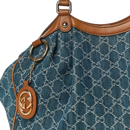 Gucci Denim Monogram Medium Sukey Tote Blue 13 of 23