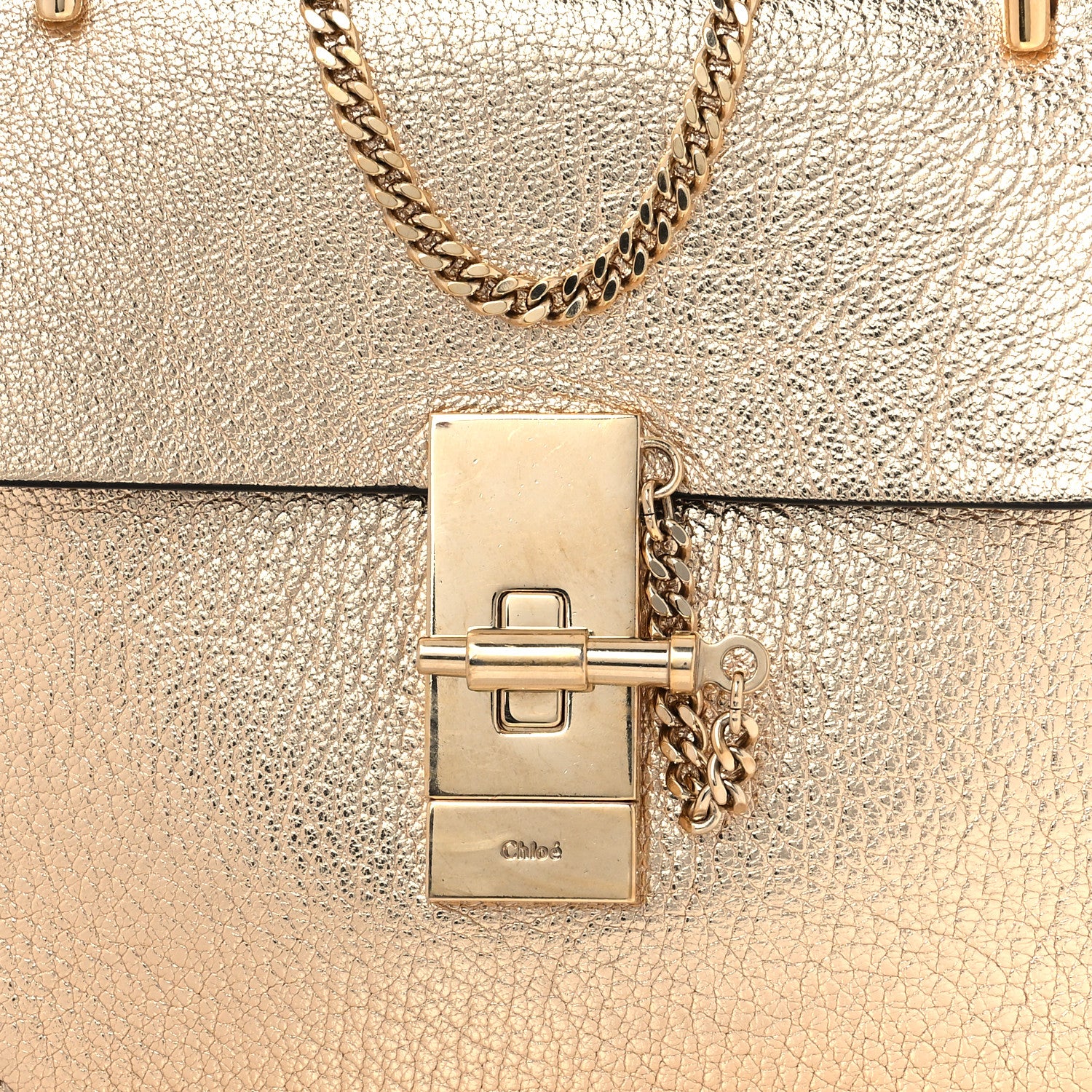 Chloe Metallic Goatskin Mini Drew Shoulder Bag Pale Gold 7 of 12