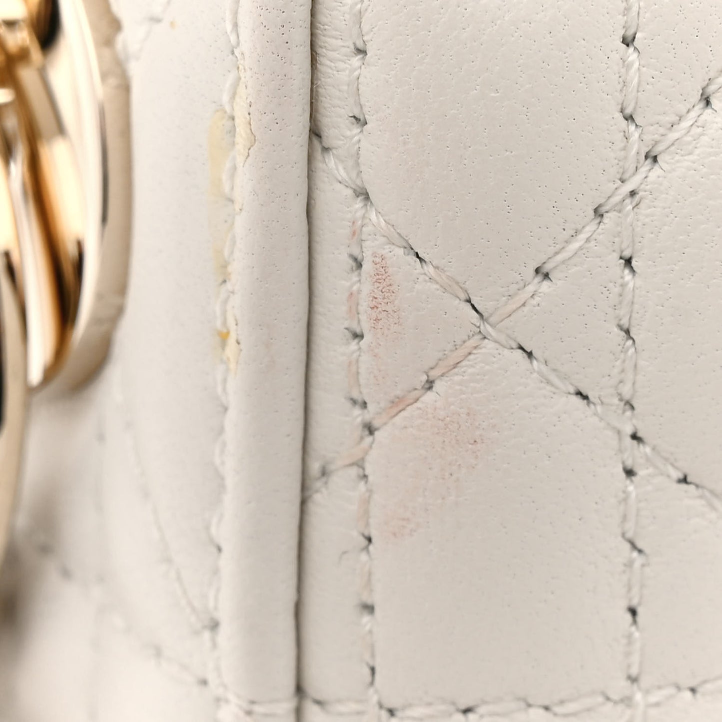 Lambskin Cannage Mini Lady Dior White