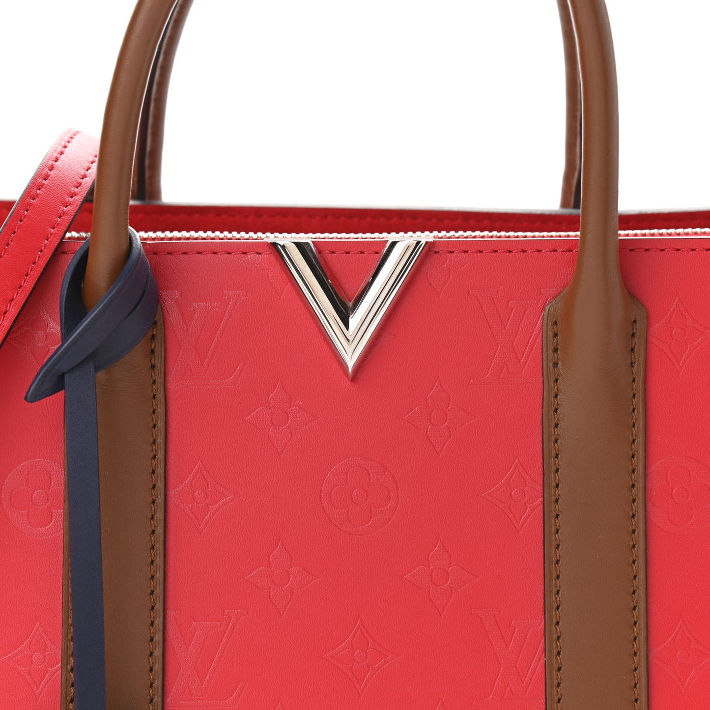 Monogram Cuir Plume Very Tote MM Rubis Noisette