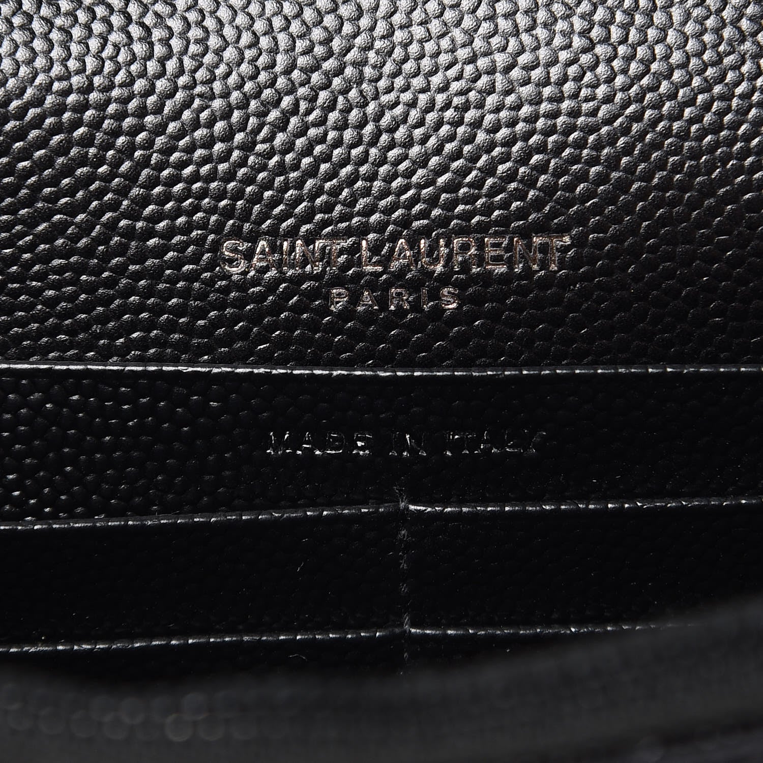 Saint Laurent Grain De Poudre Matelasse Chevron Monogram Envelope Chain Wallet Black 6 of 9