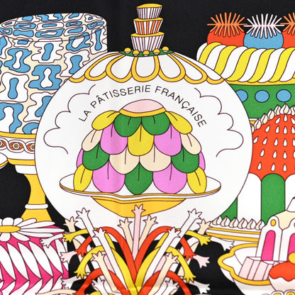 Hermes Silk La Patisserie Francaise Scarf 90 Orange Black Multicolor 3 of 5