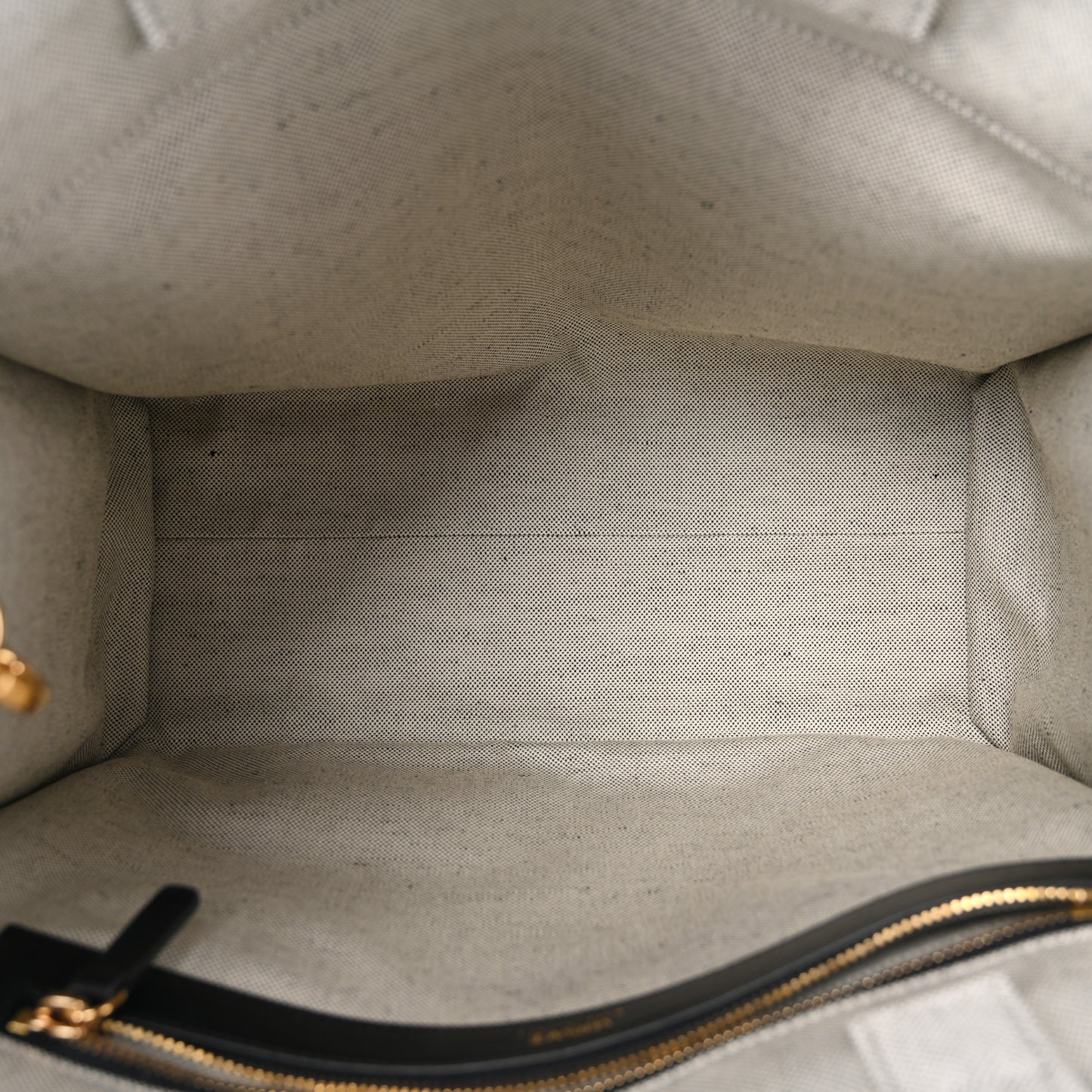 Canvas Calfskin Studded Large Logo Tote Bag Ecru Black