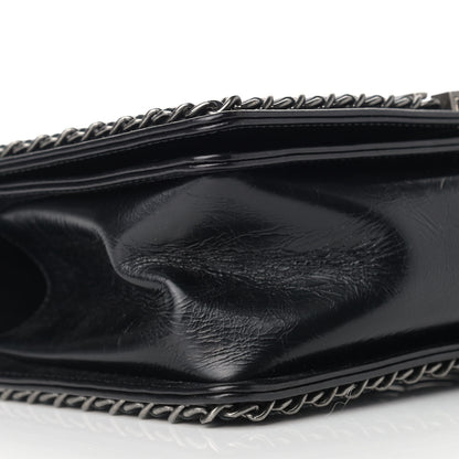 Chanel Glazed Calfskin Quilted Medium Boy Chained Flap Black 8 of 9