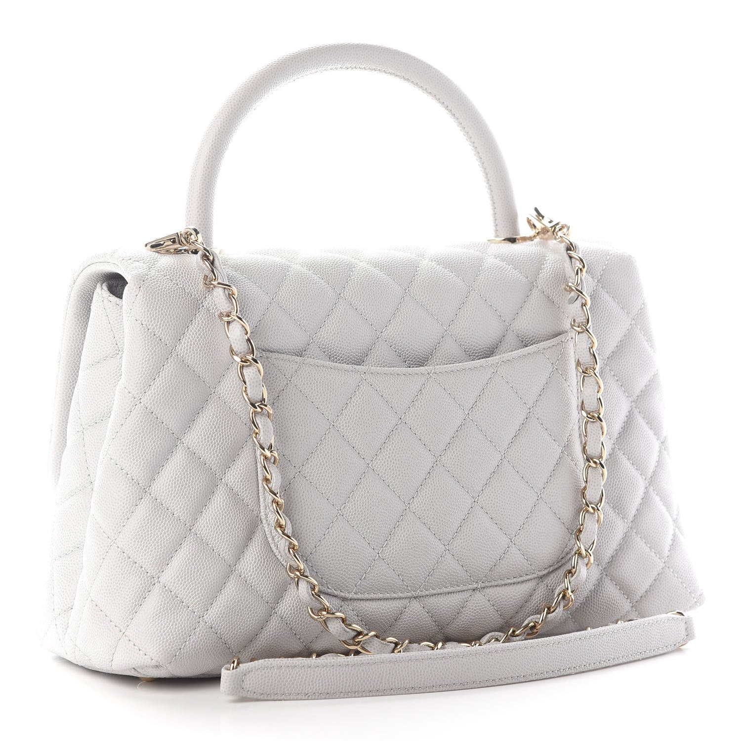 Chanel Caviar Quilted Small Coco Handle Flap Light Grey 3 of 9