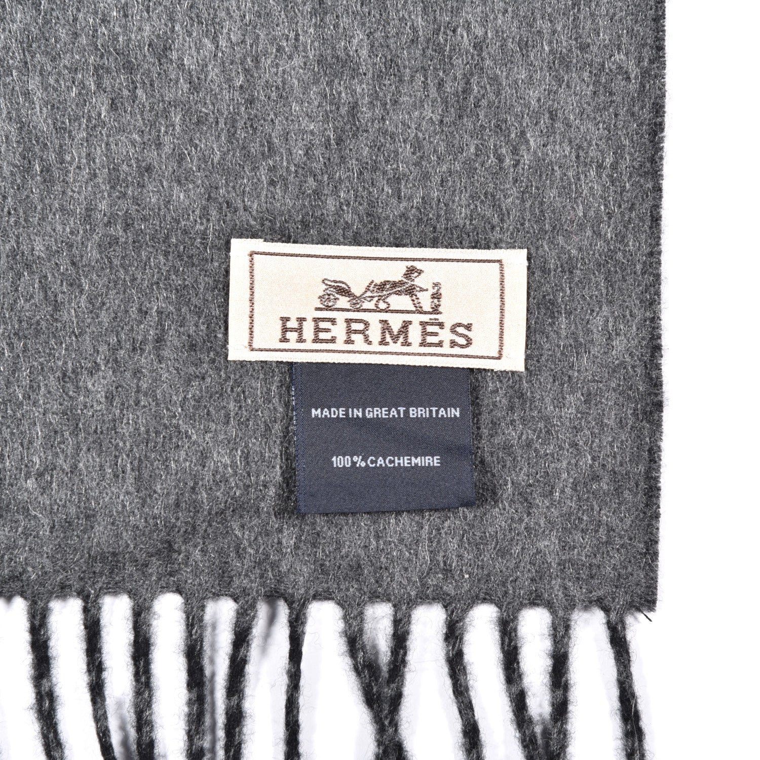 Hermes Cashmere Recto Verso Muffler Black Flanelle 5 of 5