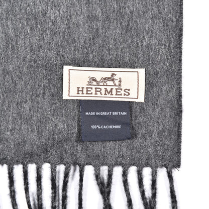 Hermes Cashmere Recto Verso Muffler Black Flanelle 5 of 5