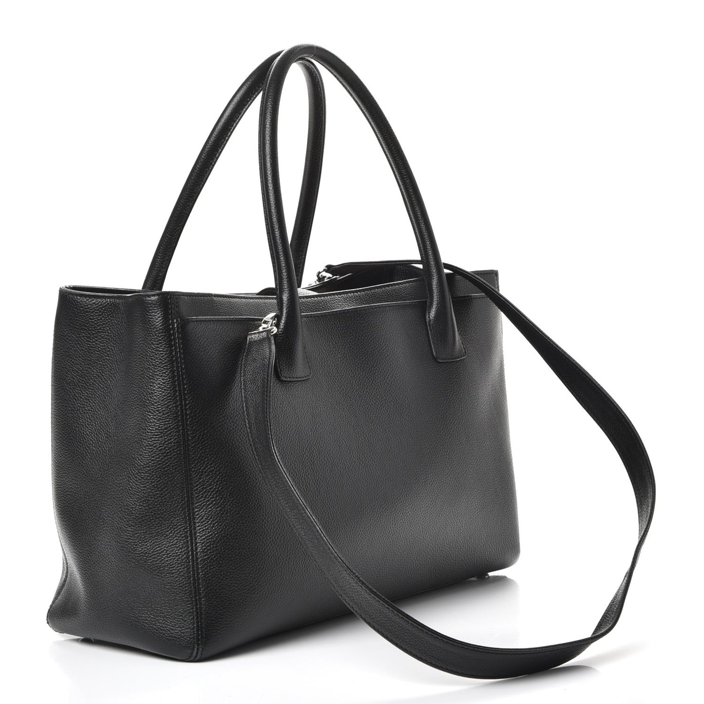 Calfskin Cerf Executive Shopper Tote Black
