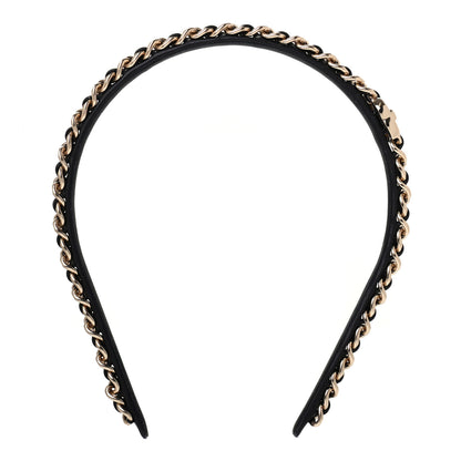 Chanel Metal Lambskin Chain CC Headband Black Gold 2 of 3