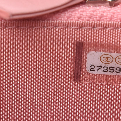 Chanel Caviar Quilted Medium Stripe Filigree Zip Around Wallet Pink White 8 of 11