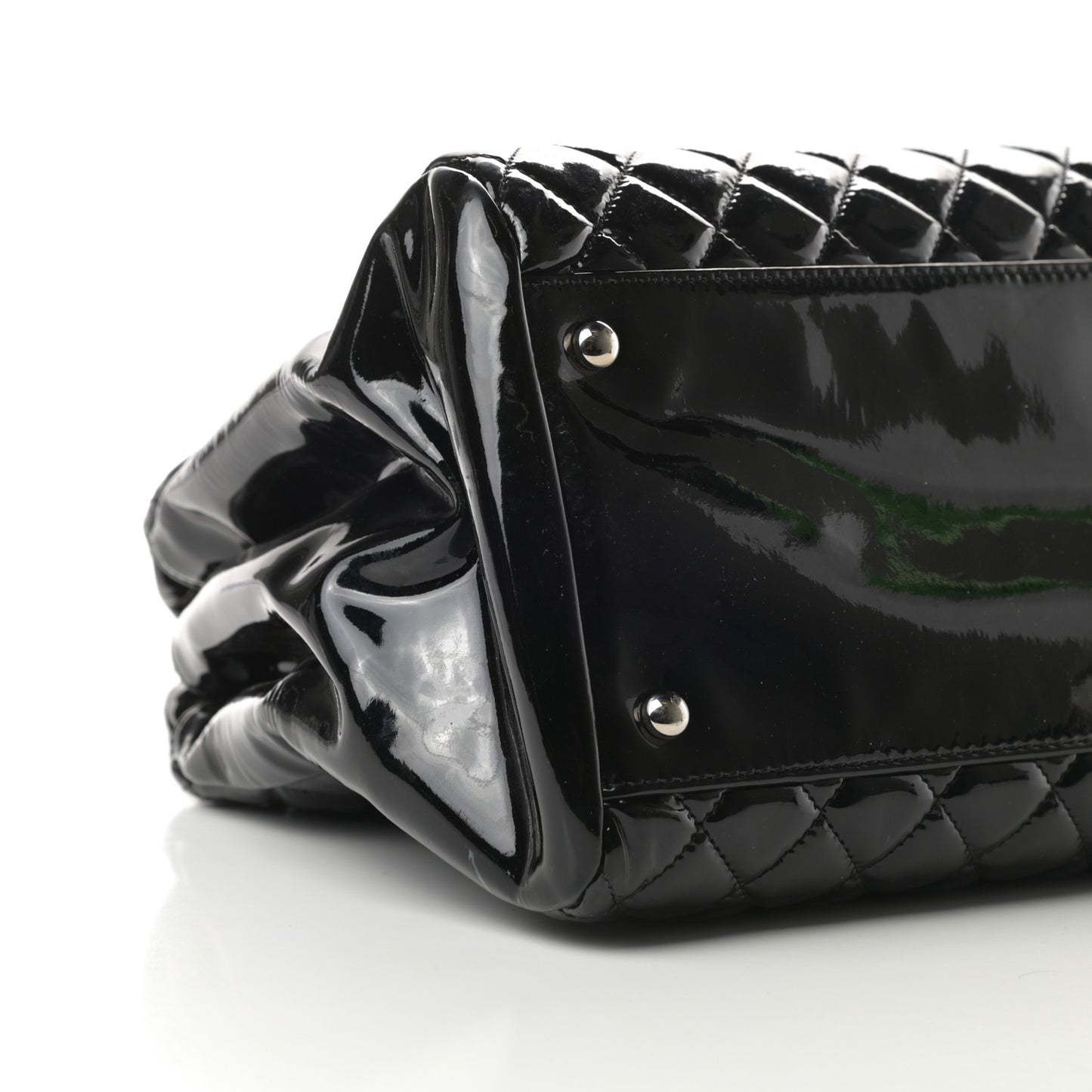 Patent Quilted Large Just Mademoiselle Bowling Bag Black