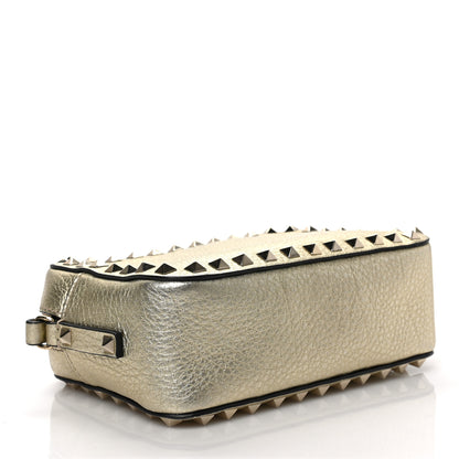 Valentino Garavani Metallic Pebbled Calfskin Rockstud Camera Crossbody Bag Platino 6 of 9