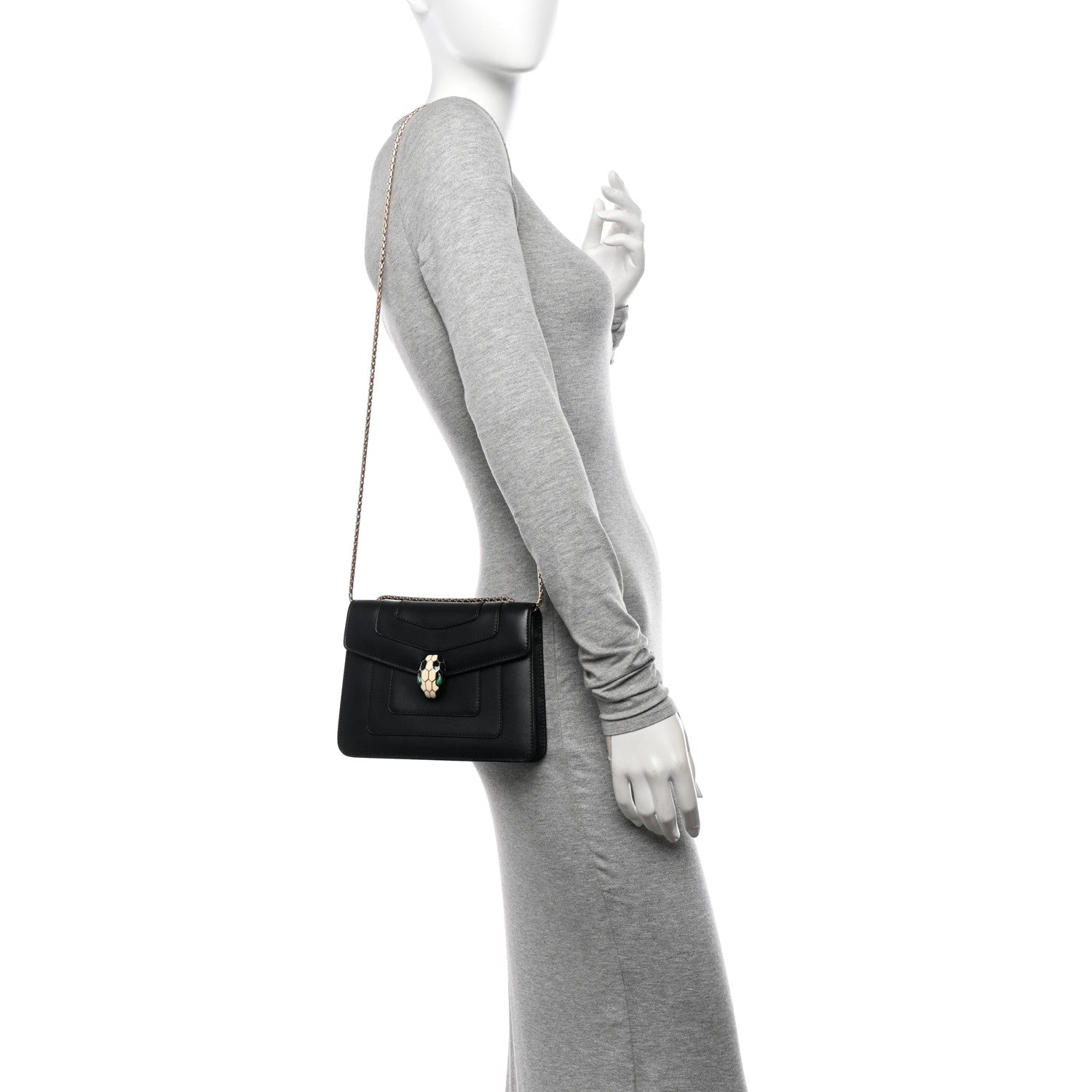 Bulgari Calfskin Small Serpenti Forever Snake Strap Crossbody Bag Black 2 of 10