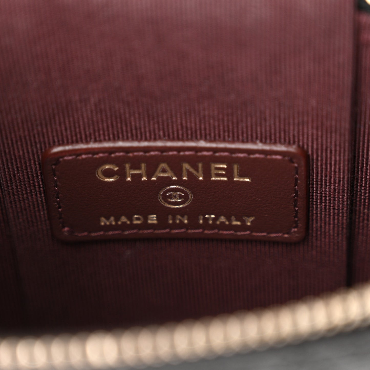 Caviar Quilted Phone Holder With Chain Black