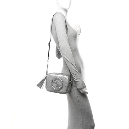 Gucci Metallic Sakai Be Green Calfskin Diagonal Stitched Small Blondie Shoulder Bag Silver 2 of 10
