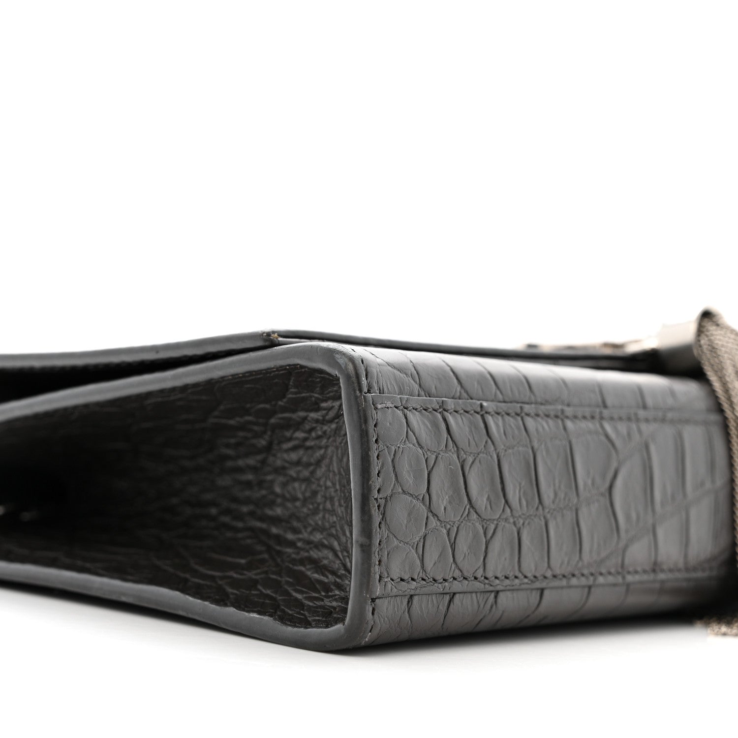 Saint Laurent Calfskin Crocodile Embossed Medium Classic Monogram Kate Tassel Satchel Storm 8 of 13