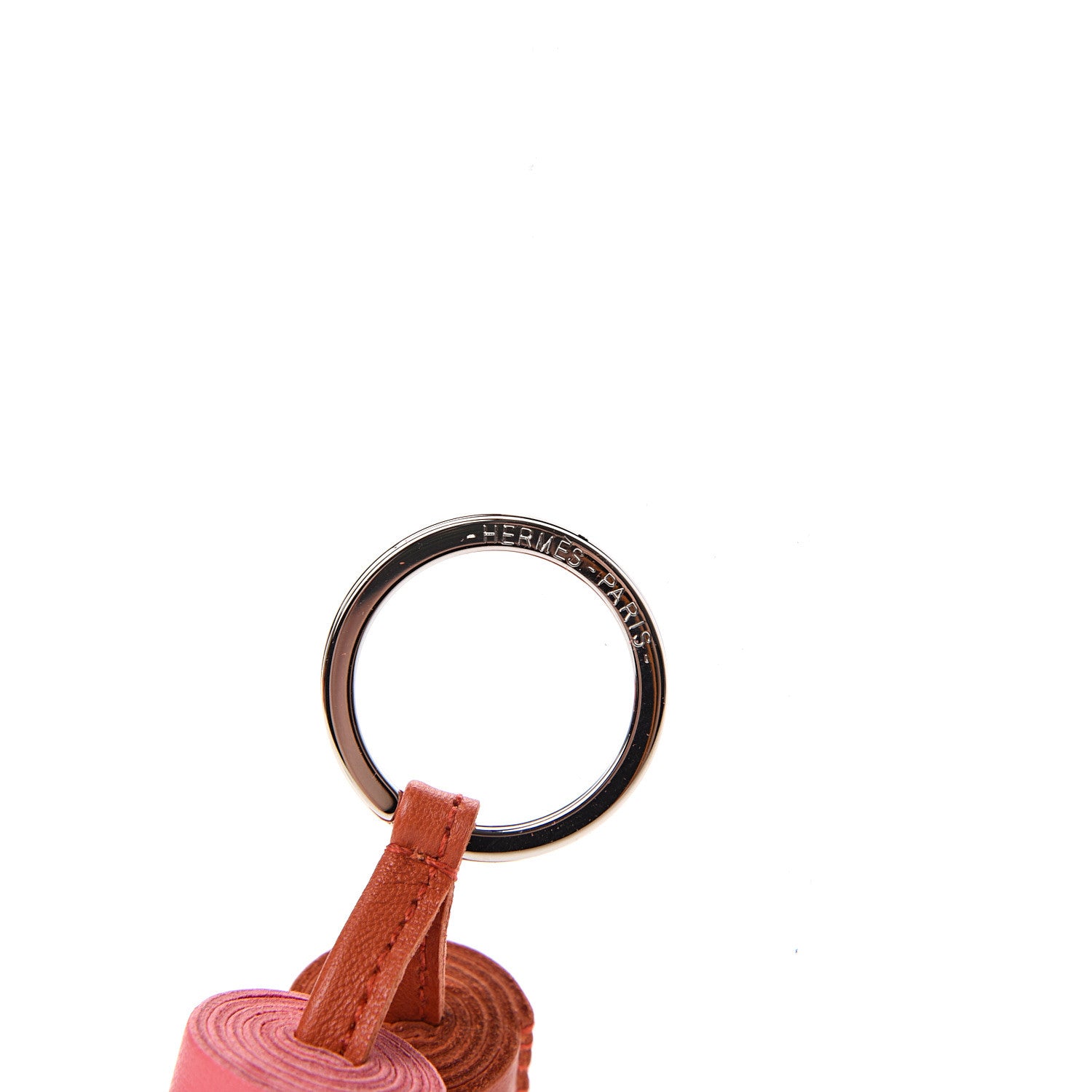 Hermes Lambskin Carmen Uno-Dos Key Holder Rose Azalee Orange Poppy 5 of 6