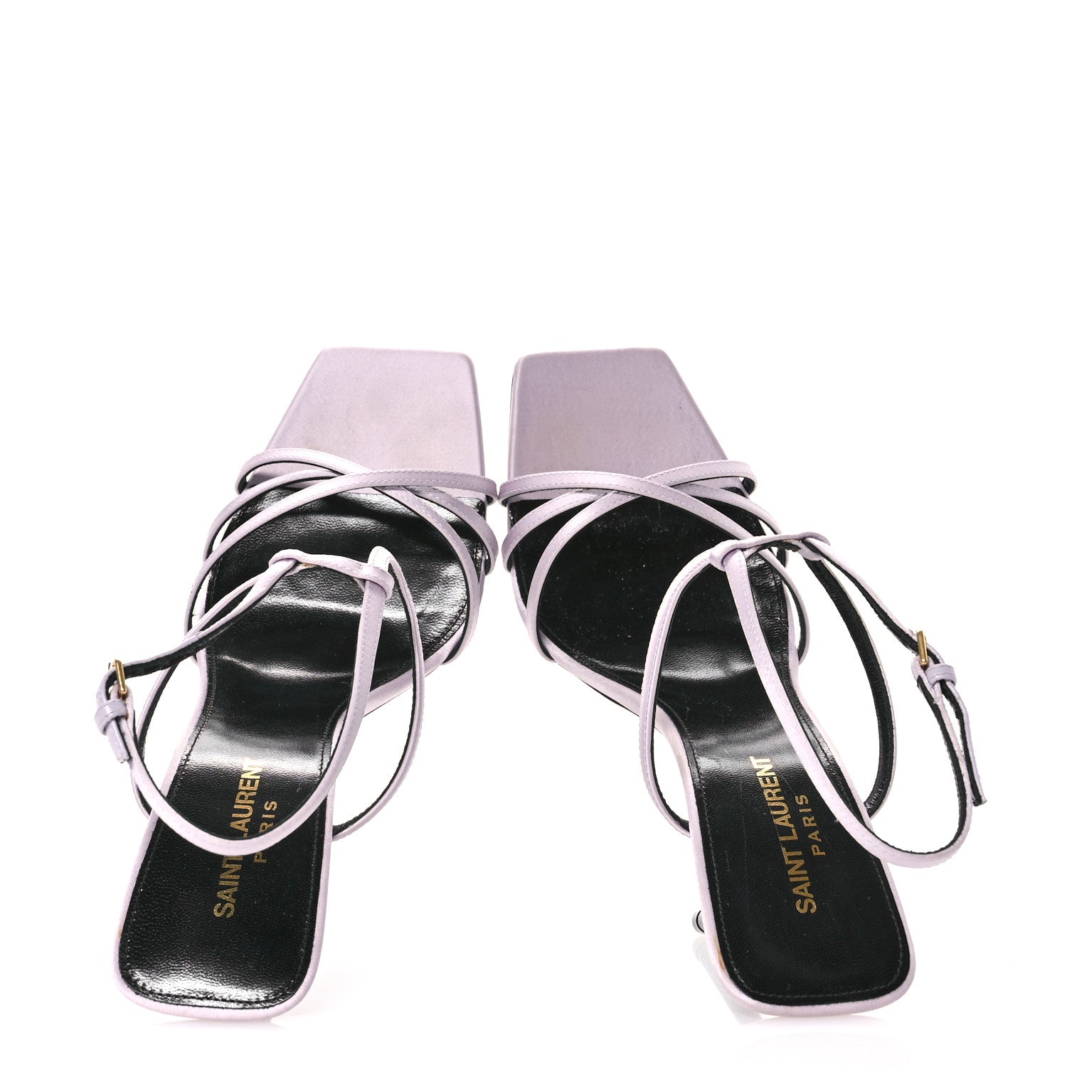 Saint Laurent Crepe Satin Baliqua 105 Ankle Strap Sandals 38.5 Poly Grey 2 of 9