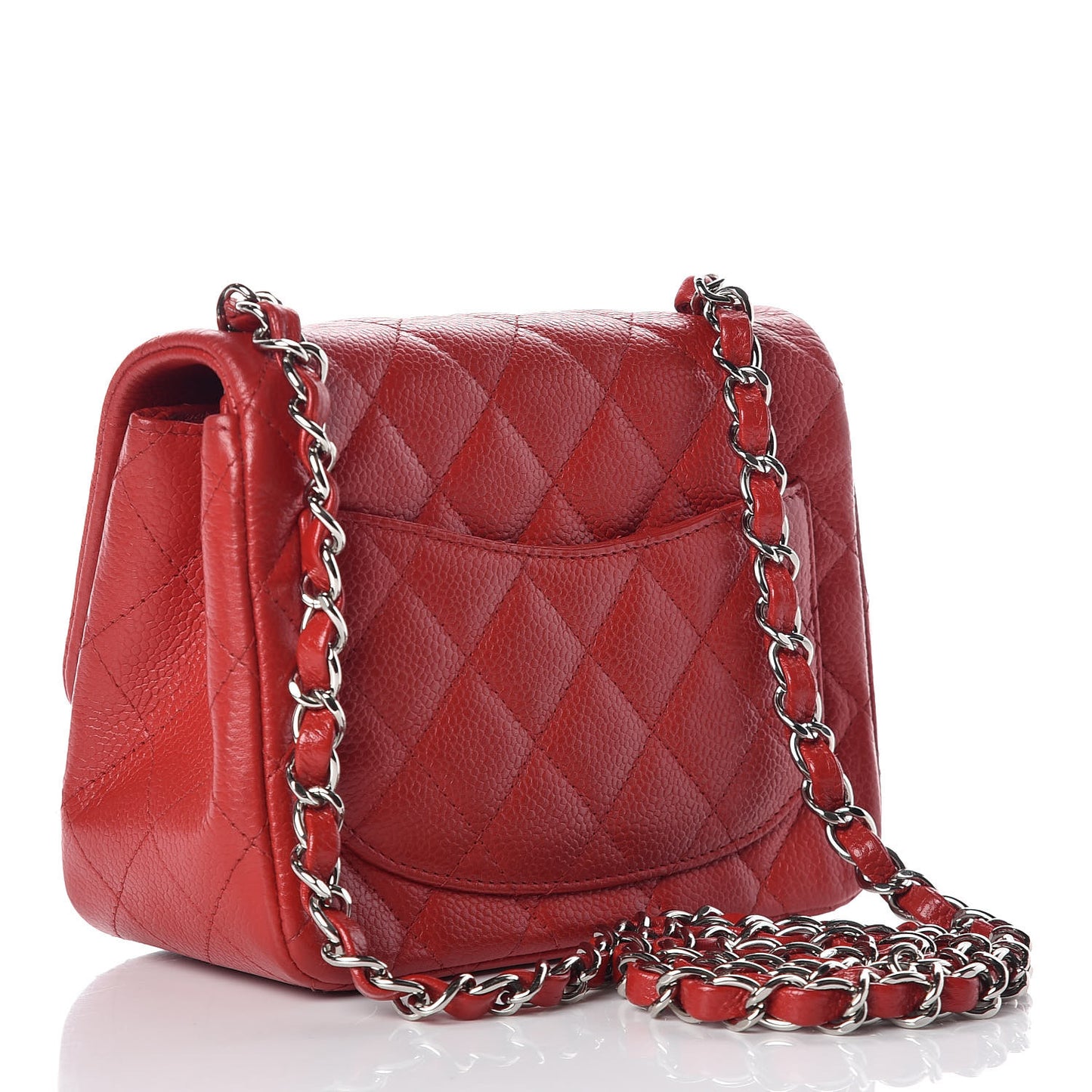 Caviar Quilted Mini Square Flap Red