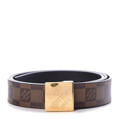 Louis Vuitton Damier Ebene LV Paris Buckle Belt 95 38 Gold 1 of 7