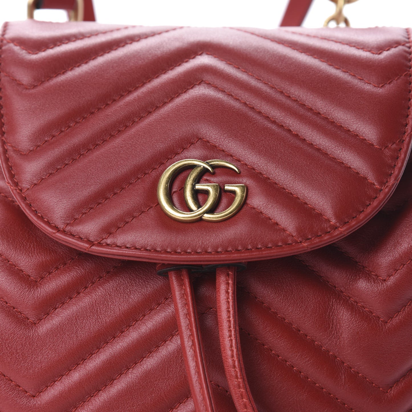Calfskin Matelasse GG Marmont Flap Backpack Hibiscus Red