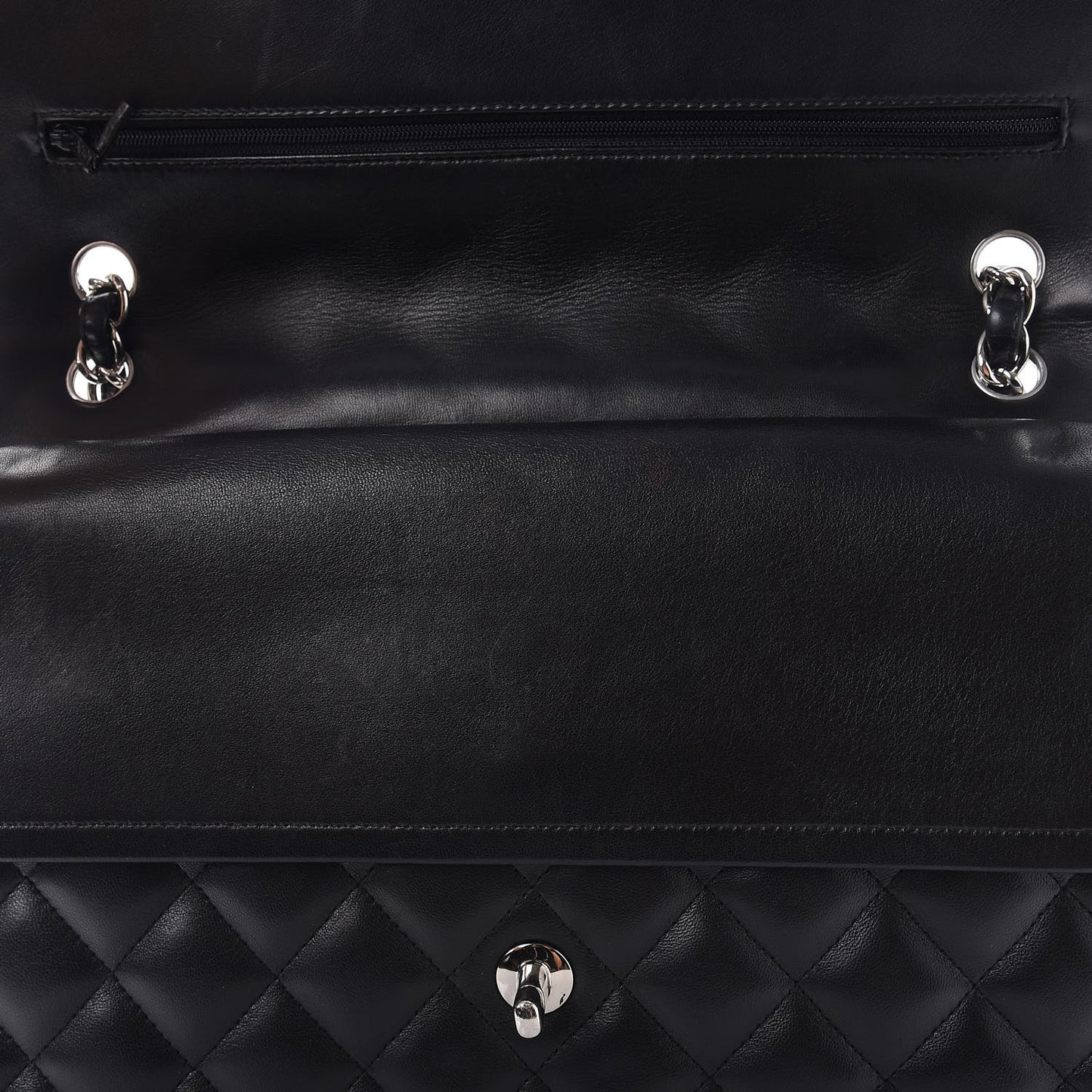 Lambskin Quilted Jumbo Double Flap Black