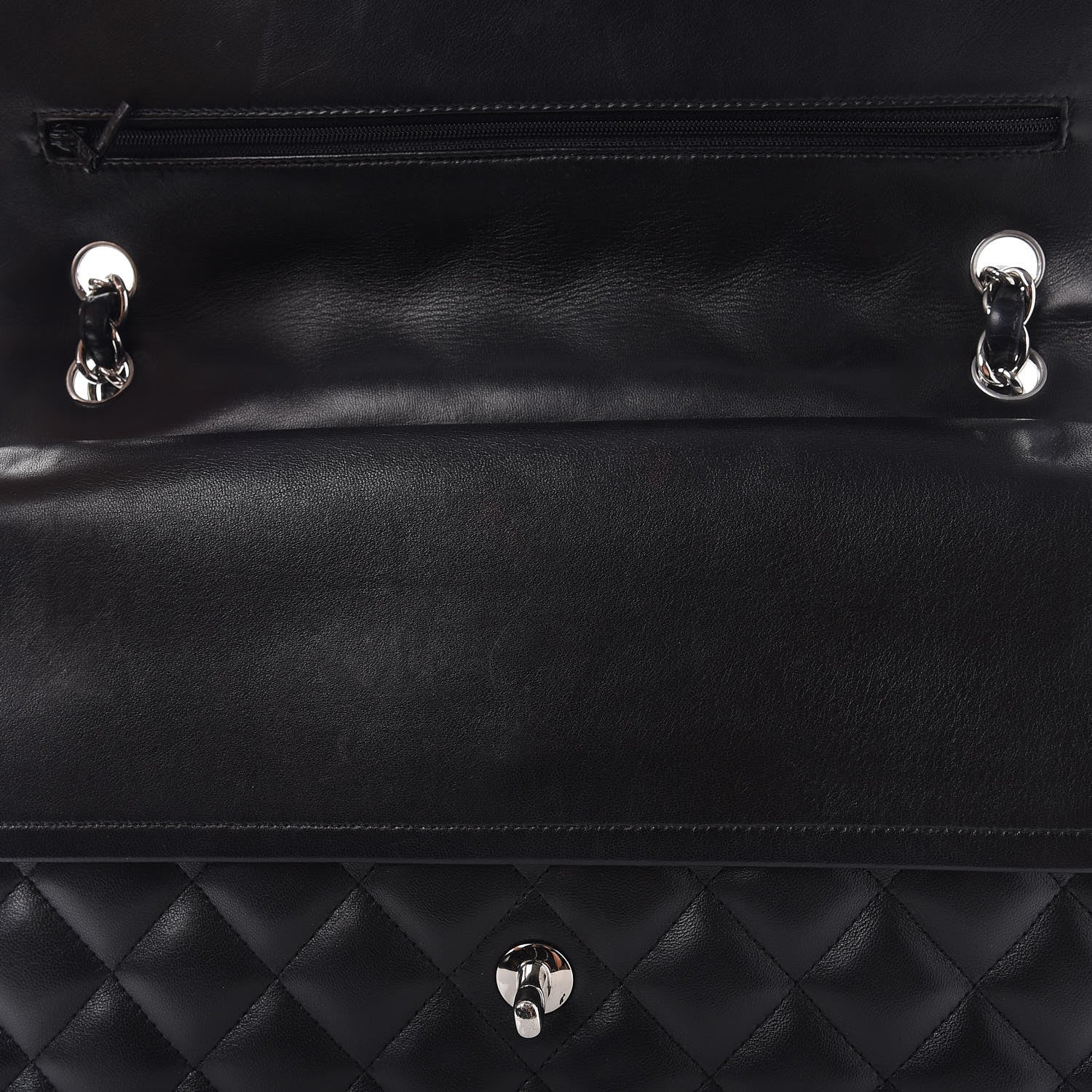 Chanel Lambskin Quilted Jumbo Double Flap Black 13 of 15