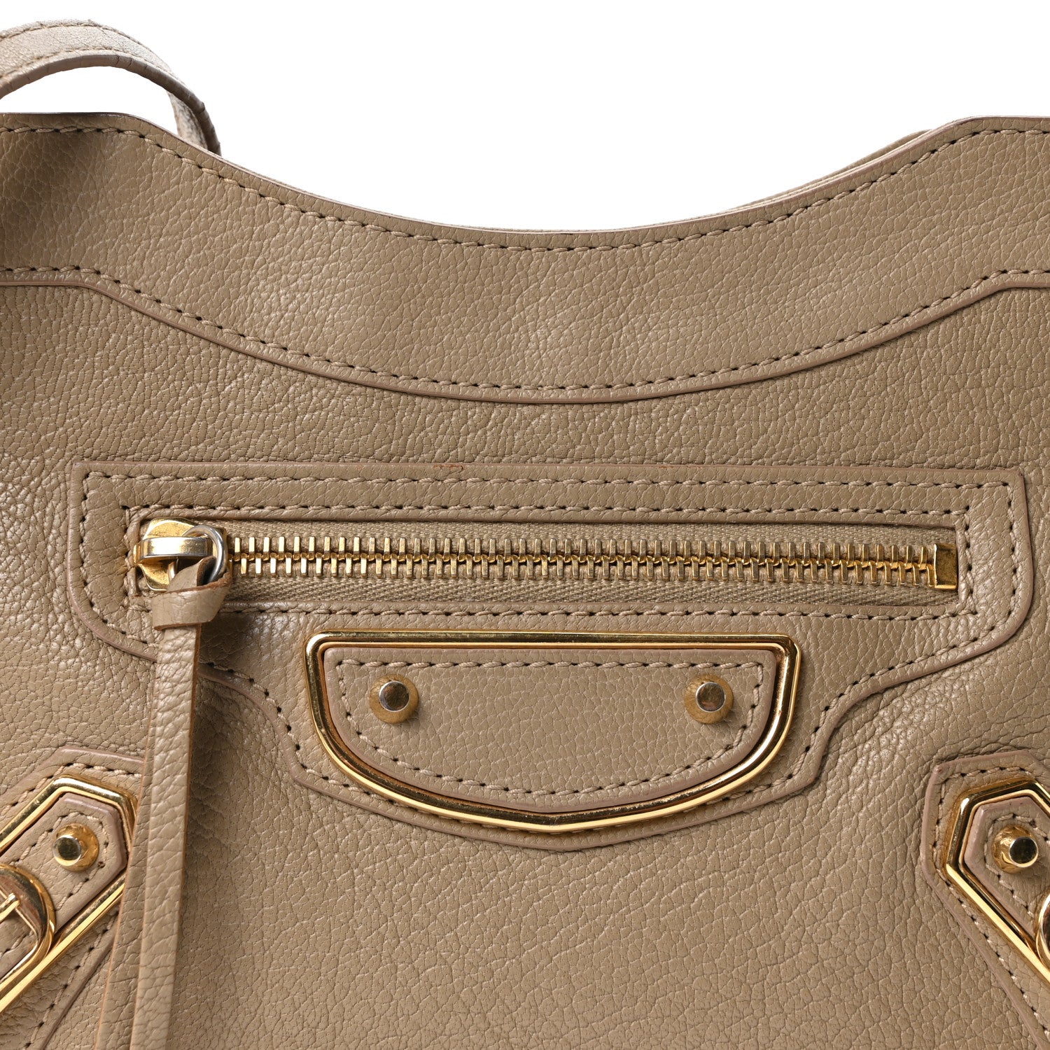 Balenciaga Chevre Gold Metallic Edge Hardware Hip Beige Latte 8 of 11