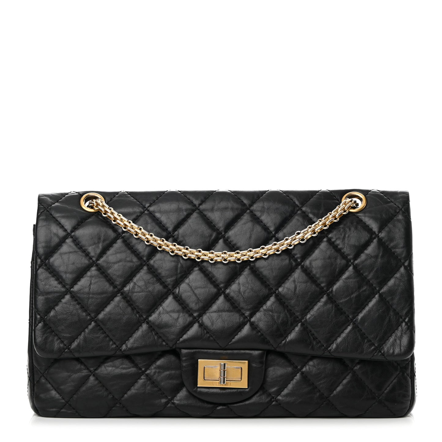Aged Calfskin Quilted 2.55 Reissue 227 Flap Black
