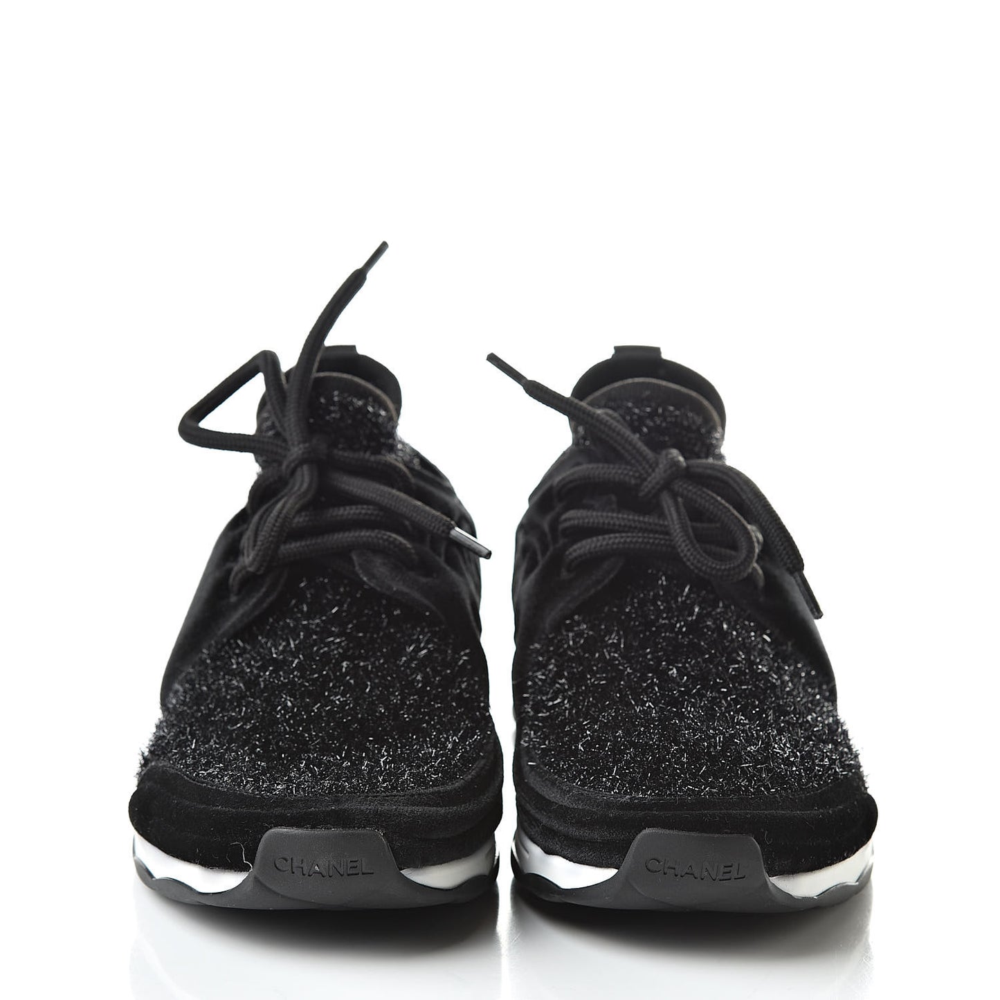 Stretch Fabric Velvet CC Sneakers 36.5 Black