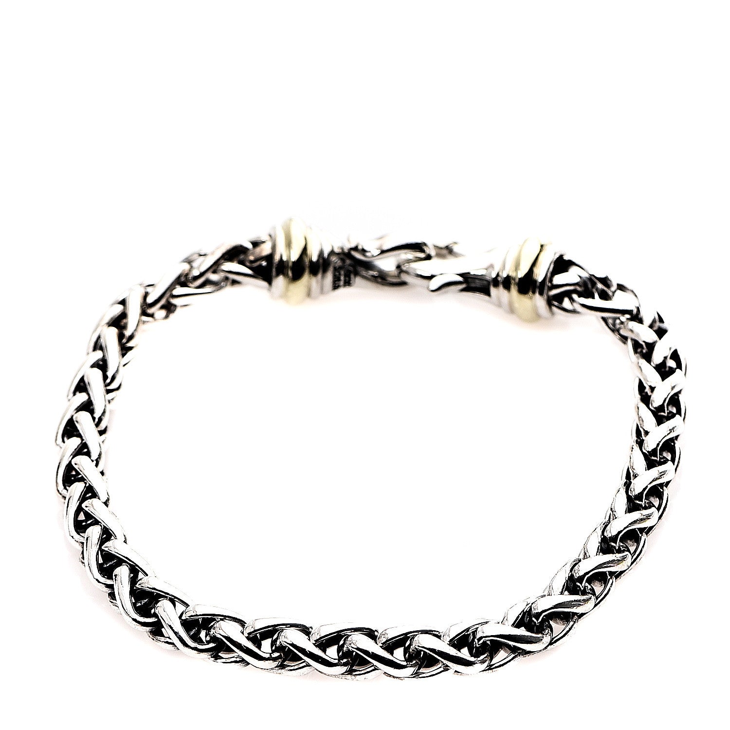 David Yurman Sterling Silver 14K Yellow Gold 6mm Wheat Chain Bracelet 2 of 3