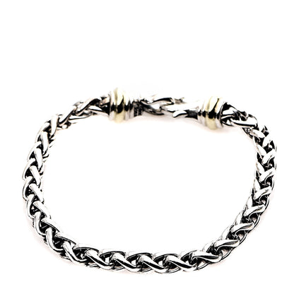 David Yurman Sterling Silver 14K Yellow Gold 6mm Wheat Chain Bracelet 2 of 3