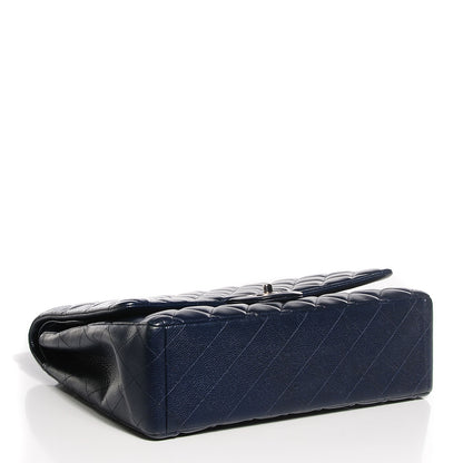 Chanel Caviar Quilted Maxi Double Flap Dark Blue 4 of 9