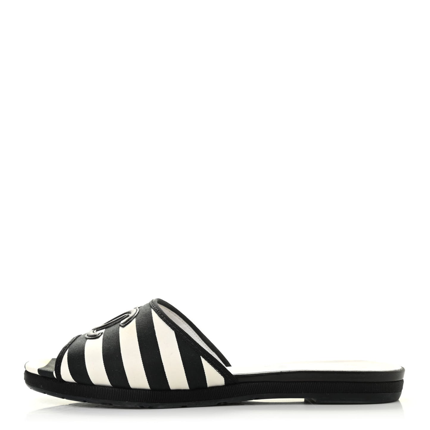 Striped CC Mules 38 Black White