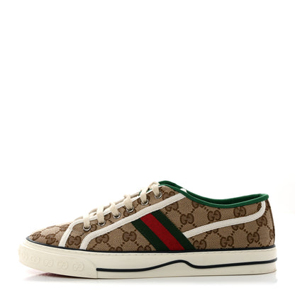 Gucci GG Monogram Web Mens 1977 Tennis Sneakers 7 Beige Ebony Mystic White 1 of 8