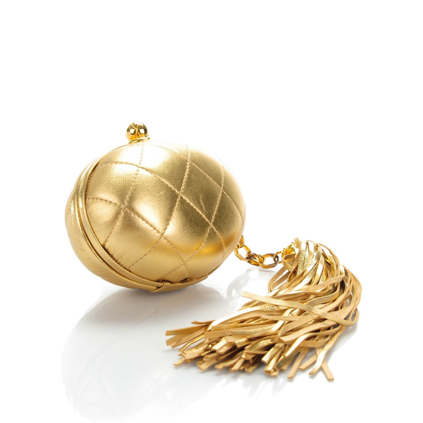 Lambskin Quilted Tassel Clutch Bag Gold
