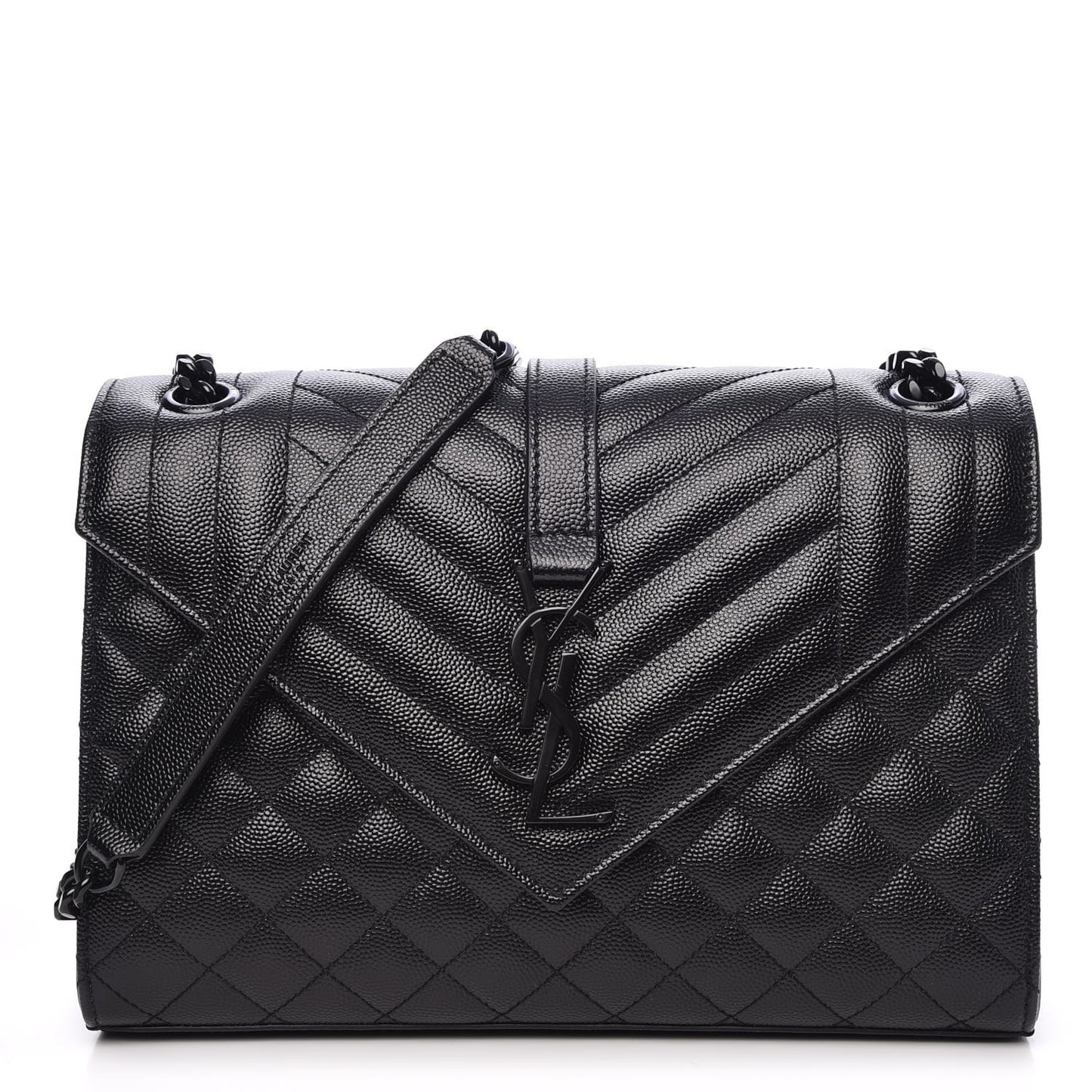 Grain De Poudre Textured Mixed Matelasse Triquilt Medium Monogram Satchel Black