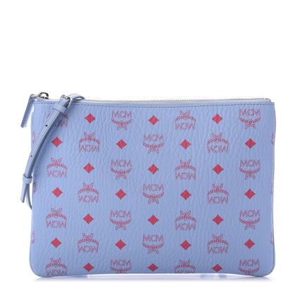 MCM Visetos Original Medium Pouch Light Blue Red 1 of 9