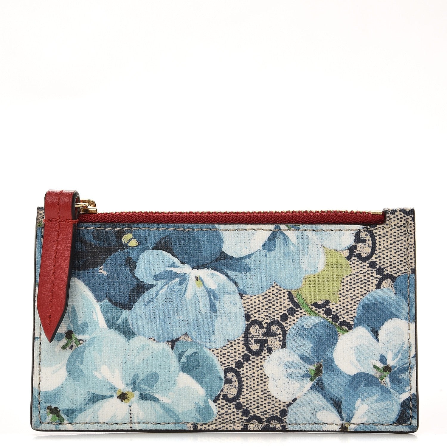 Gucci GG Supreme Monogram Blooms Coin Case Card Holder Beige Blue Navy Hibiscus Red 1 of 7