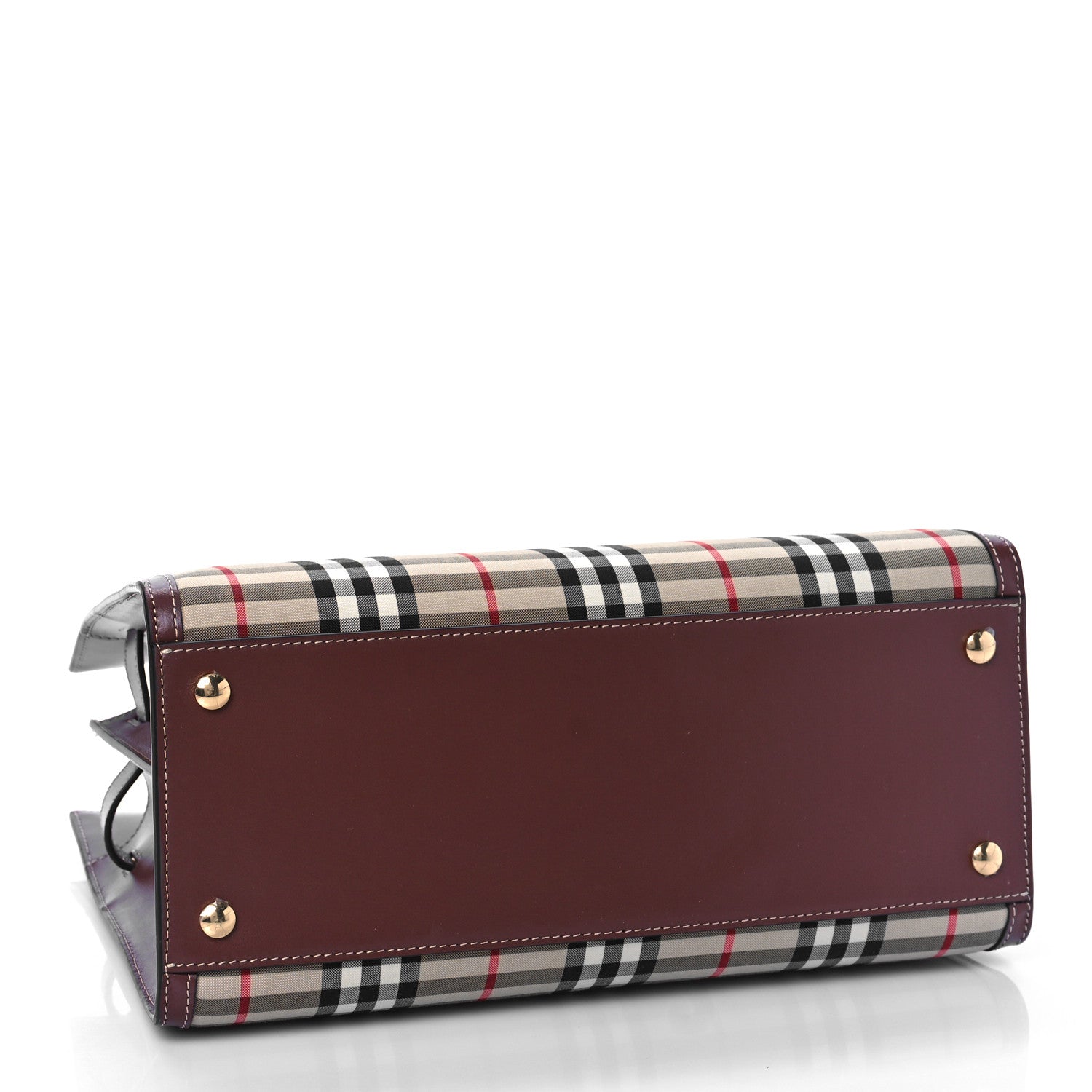 Burberry Calfskin Vintage Check Two Handle Title Bag Archive Beige 4 of 8
