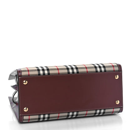 Burberry Calfskin Vintage Check Two Handle Title Bag Archive Beige 4 of 8