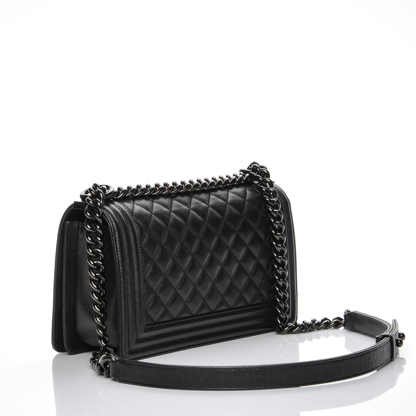 Caviar Quilted Medium Boy Flap So Black